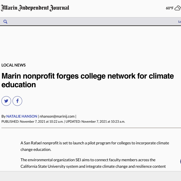 Marin nonprofit forges college network for climate education